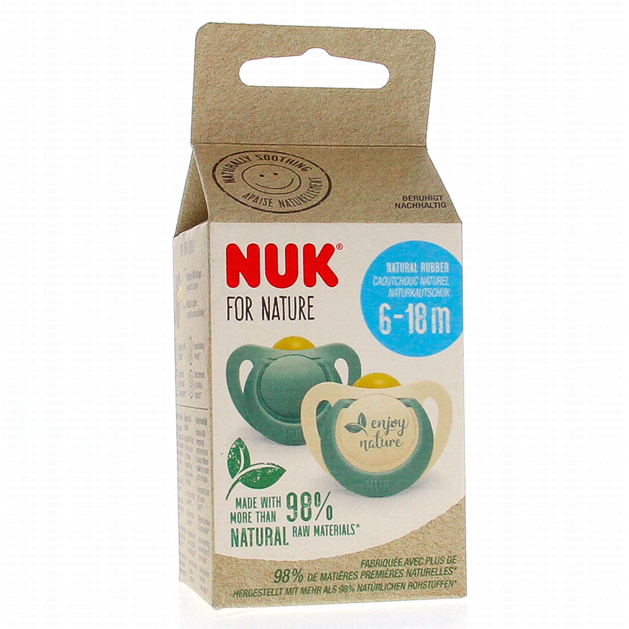 NUK For nature Sucettes vertes x2 6-18 mois