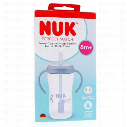 NUK Perfect Match - Tasse d'apprentissage paille Bleu 0-9 mois 260ml