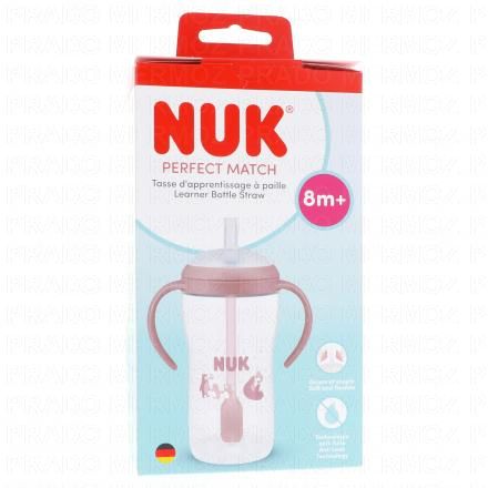 NUK Perfect Match - Tasse d'apprentissage paille dès 8mois 260ml (rose)
