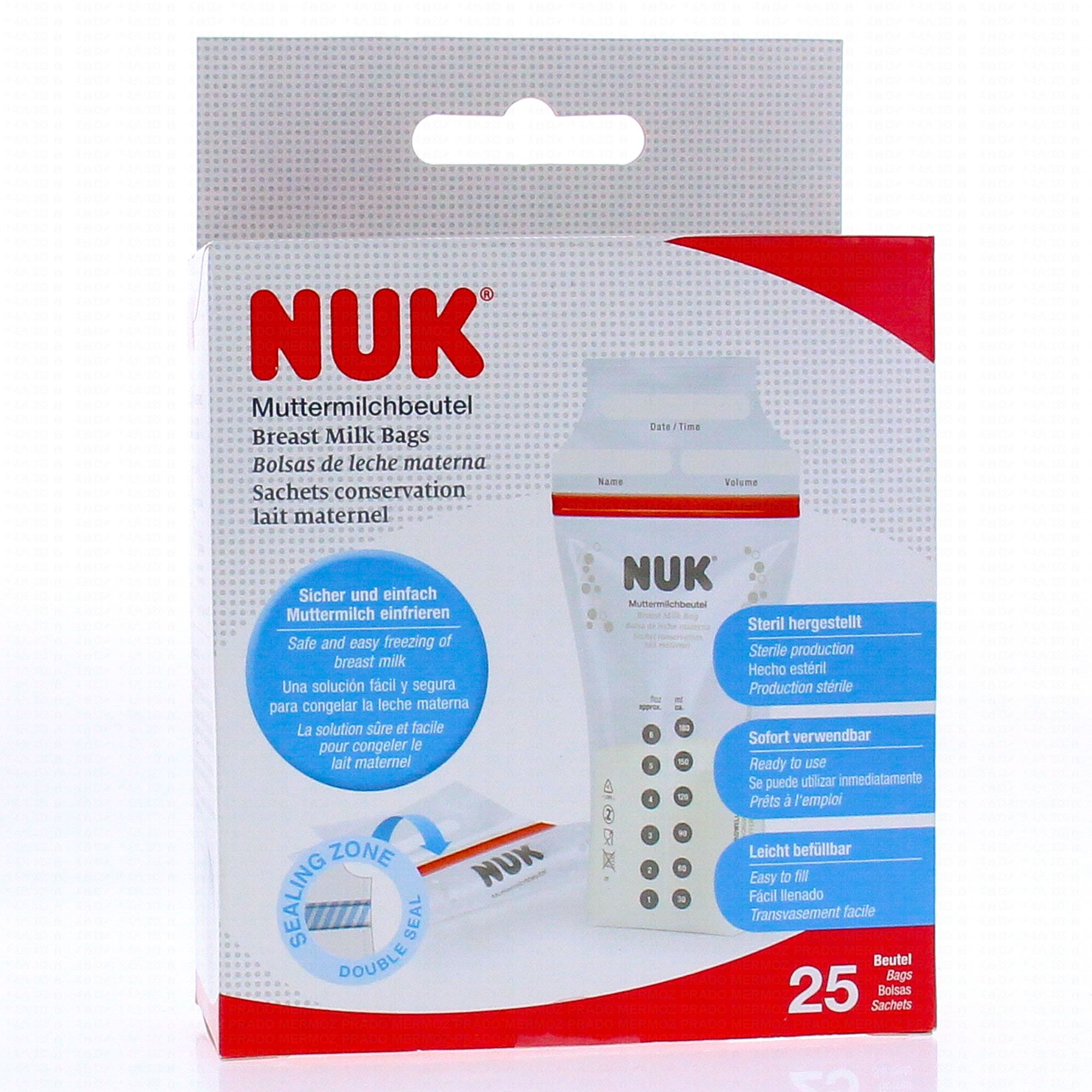 NUK Sachet de conservation lait maternel x25 - Parapharmacie Prado Mermoz