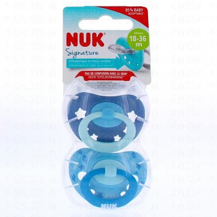 NUK Signature - Sucettes x2 18-36 mois (bleu)