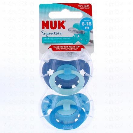 NUK Signature - Sucettes 6-18 mois x2 (bleu)