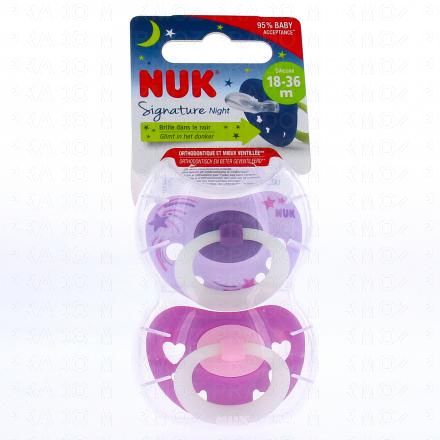 NUK Signature night - Sucettes x2 18-36 mois Rose
