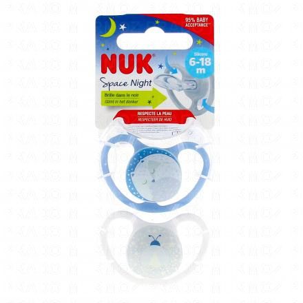 NUK Space Night Sucettes perfectionnées 6-18 mois x2 (bleu)