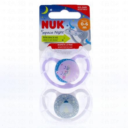 NUK Space Night Sucettes perfectionnées 0-6 mois x2 (rose)