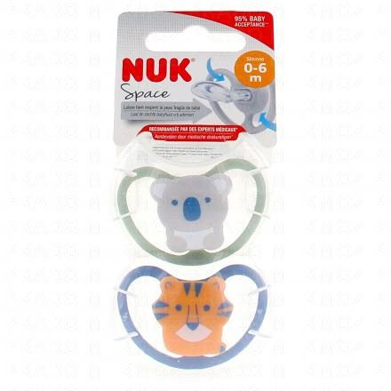 NUK Space Sucettes 0-6 mois Pingouin + Loup