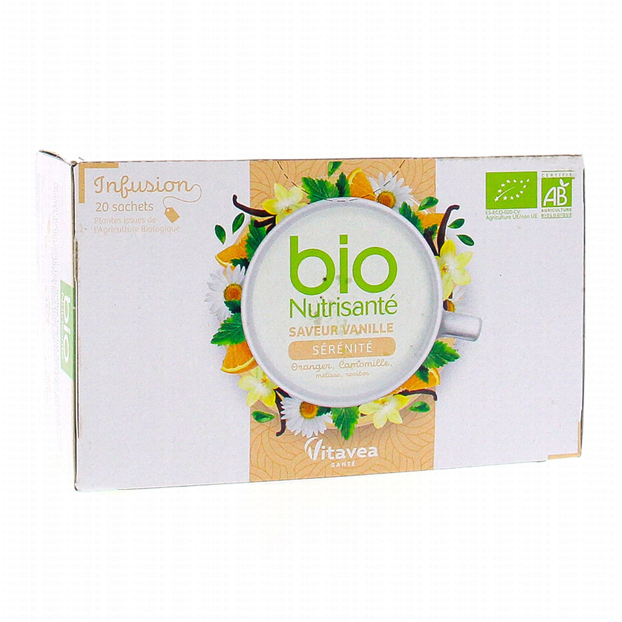 NUTRISANTE Infusion bio sérénité saveur vanille x20 sachets