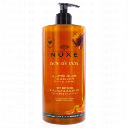 NUXE Rêve de miel gel lavant surgras visage corps (flacon pompe 750ml)