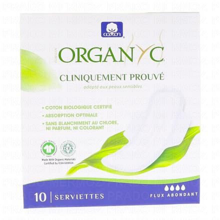 ORGANYC Serviette extra fine flux abondant x10