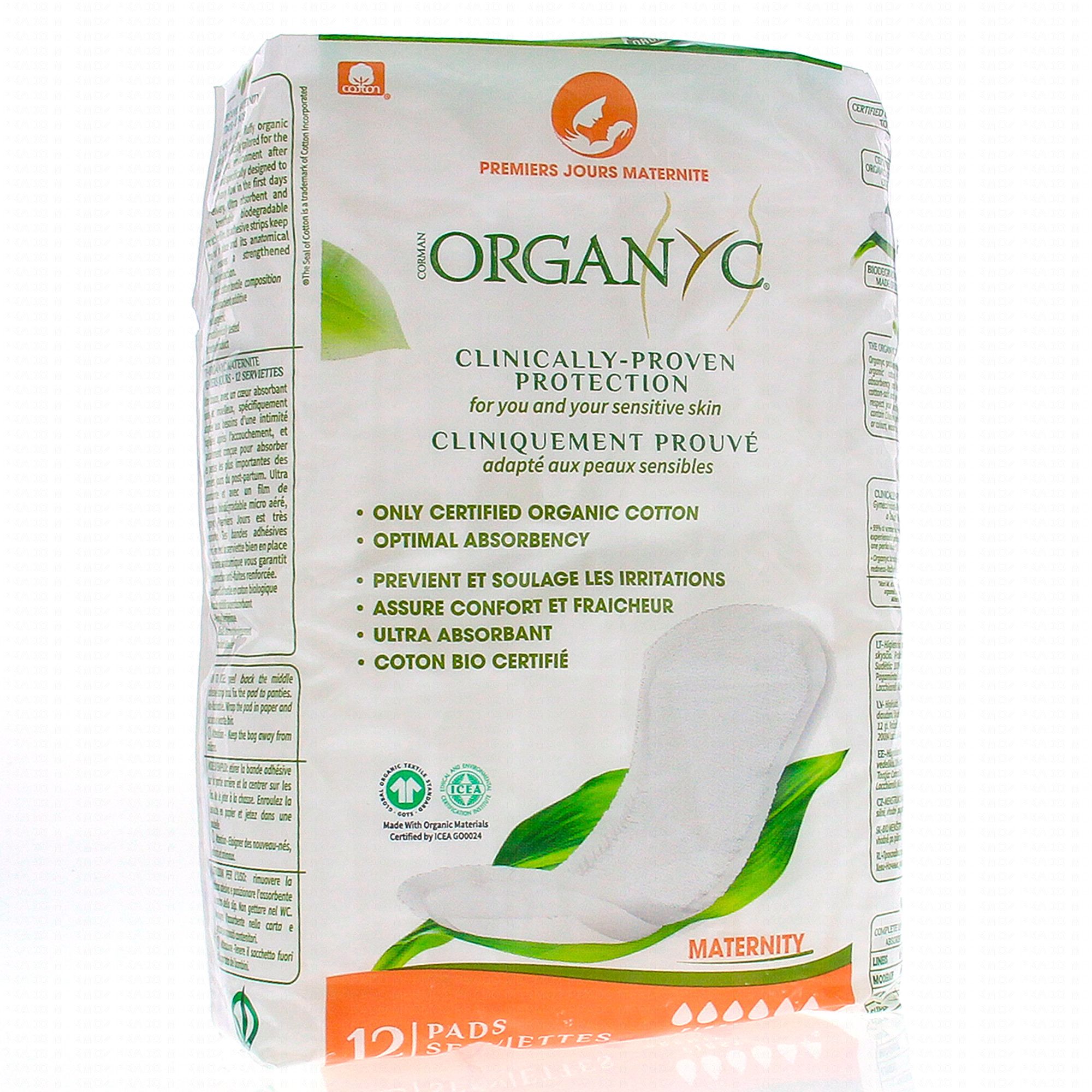 ORGANYC Serviette hygiénique maternité premiers jours x12