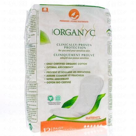 ORGANYC Serviette hygi&eacute;nique maternit&eacute; premiers jours x12