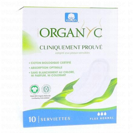 ORGANYC Serviette flux normal bio x10