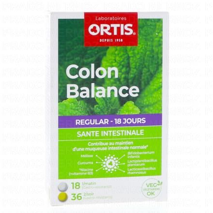 ORTIS Colon Balance Regular 18 jours Sant&eacute; intestinale 36 + 18 comprim&eacute;s