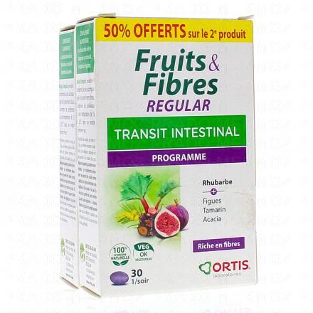 ORTIS Fruits et fibres Regular Transit intestinal 30 comprimés Promo 50% offert sur le 2è produit