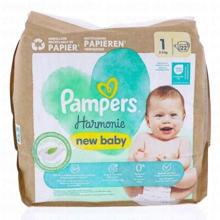 PAMPERS Harmonie New Baby - Couche hypoallergénique (taille 1 - 2à5kg x22 couches)