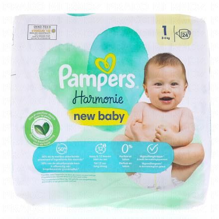 PAMPERS Harmonie New Baby - Couche hypoallergénique (taille 1 - 2à5kg x24 couches)
