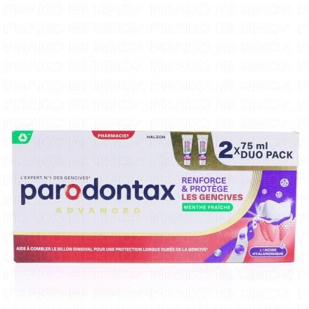 PARODONTAX Dentifrice Renforce et Protège les Gencives à l'Acide Hyaluronique (lot 2 x 75ml)
