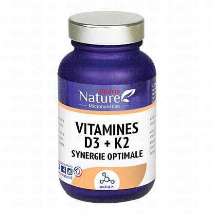 PHARM NATURE MICRONUTRITION Vitamines D3 + K2 Synergie Optimale 60 gélules