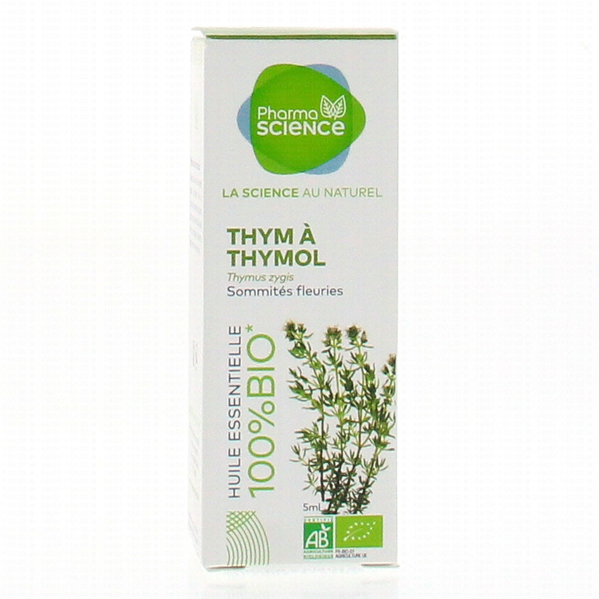 PHARMASCIENCE Huile essentielle de Thym à Thymol flacon 5 ml -  Parapharmacie Prado Mermoz