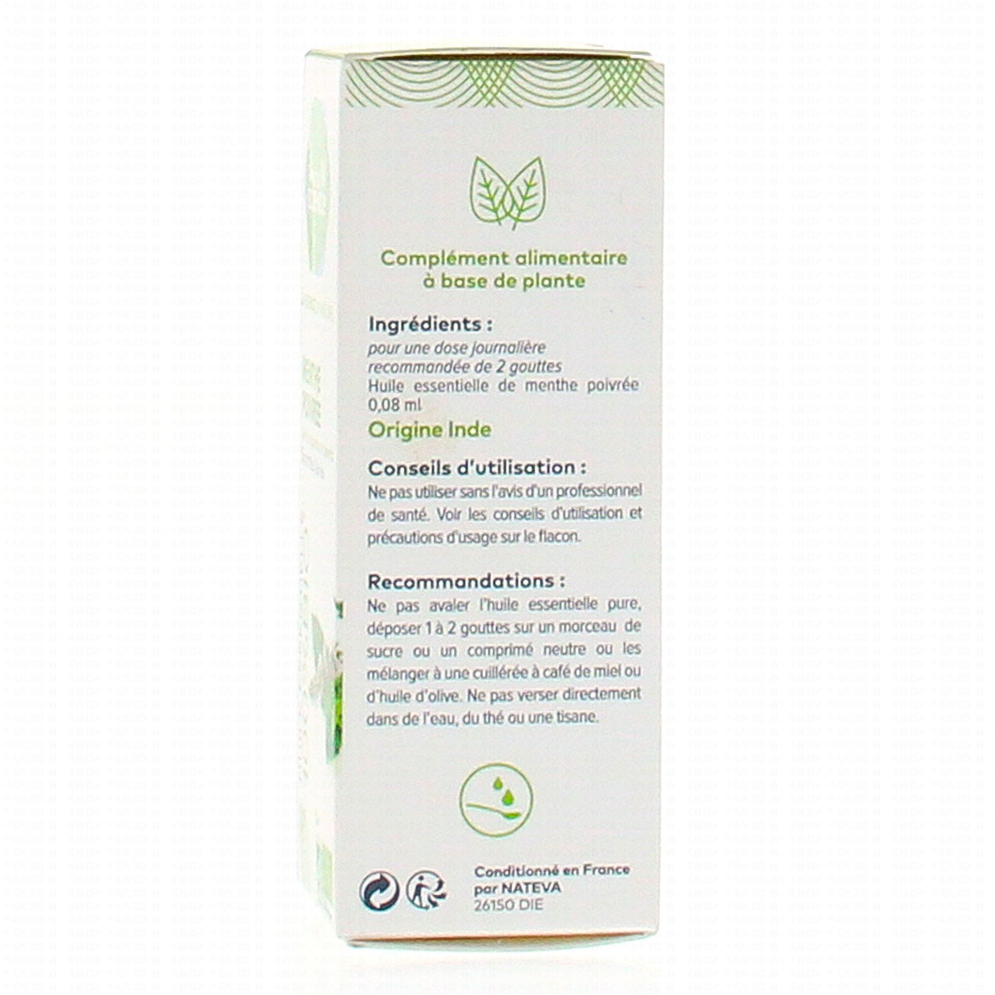 PHARMASCIENCE Huile essentielle de menthe poivrée flacon 10 ml -  Parapharmacie Prado Mermoz