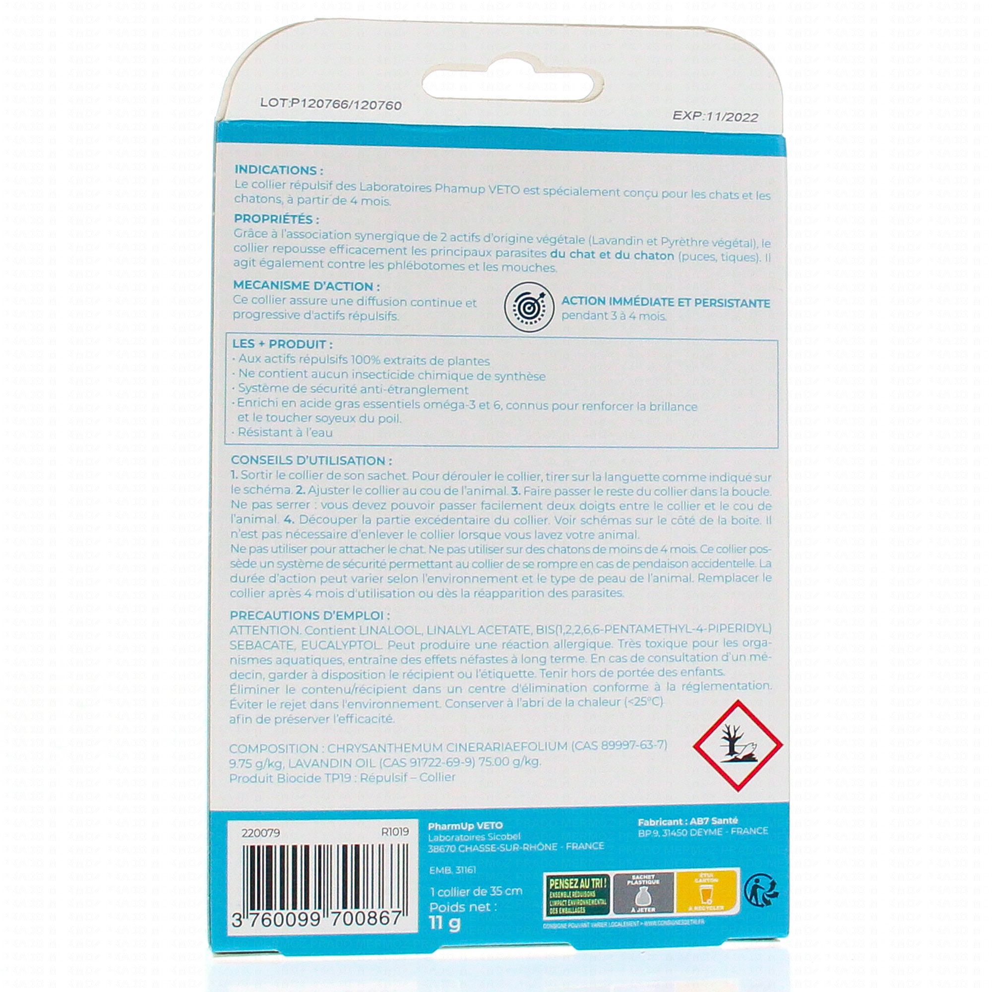 Pharmup Veto Stop Parasites Collier Repulsif Chat Et Chaton A Partir De 4 Mois Parapharmacie En Ligne Prado Mermoz Pharmup Veto Stop Parasites Collier Repulsif Chat Et Chaton A Partir De 4 Mois Parapharmacie En Ligne Prado Mermoz