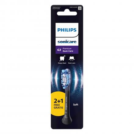 PHILIPS Sonicare G3 Premium Gum Care Recharge t&ecirc;te de brosse &agrave; dents 2+1 (noir)
