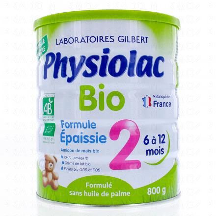 PHYSIOLAC Bio formule épaissie Lait de suite 2ème âge 800g