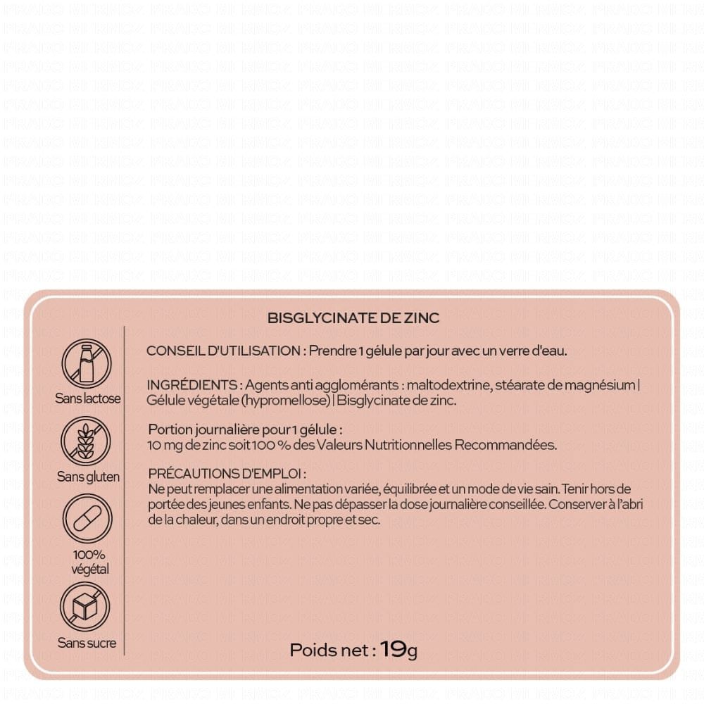 PHYTALESSENCE Bisglycinate de Zinc 60 gélules Parapharmacie Prado Mermoz