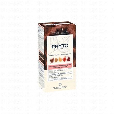 PHYTO Color Coloration permanente 5.35 chatain clair chocolat crème colorante + lait révélateur + masque protecteur de couleur