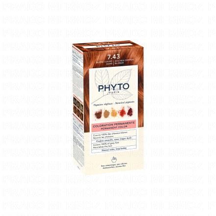 PHYTO Color Coloration permanente 7.43 blond cuivré doré crème colorante + lait révélateur + masque protecteur de couleur