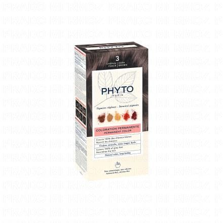 PHYTO Color n°3 Chatain Foncé coloration permanente enrichie en pigments végétaux