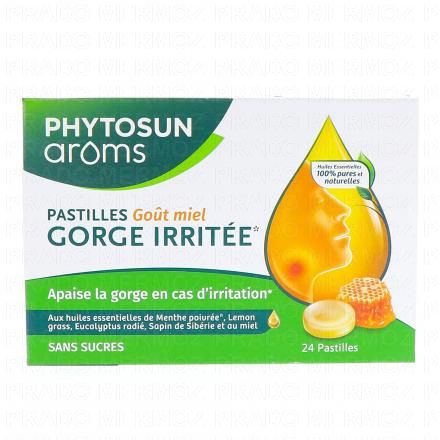 PHYTOSUN AROMS Pastilles miel sans sucres boîte de 24 pastilles