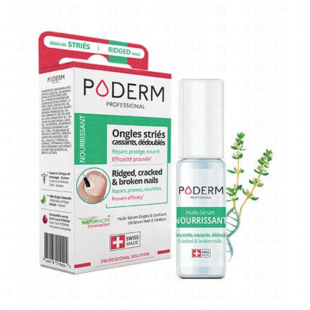 PODERM Nourrissant - Huile sérum ongles striés, cassants, dédoublés 8ml