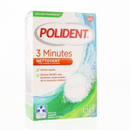 COREGA Polident Nettoyant pour appareils dentaires 3 MINUTES cp x 66