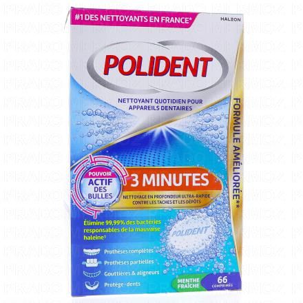 POLIDENT Nettoyant pour appareils dentaires 3min x66 comprimés