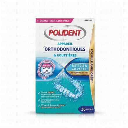 POLIDENT Nettoyant pour appareils orthodontiques et gouttières x36 comprimés