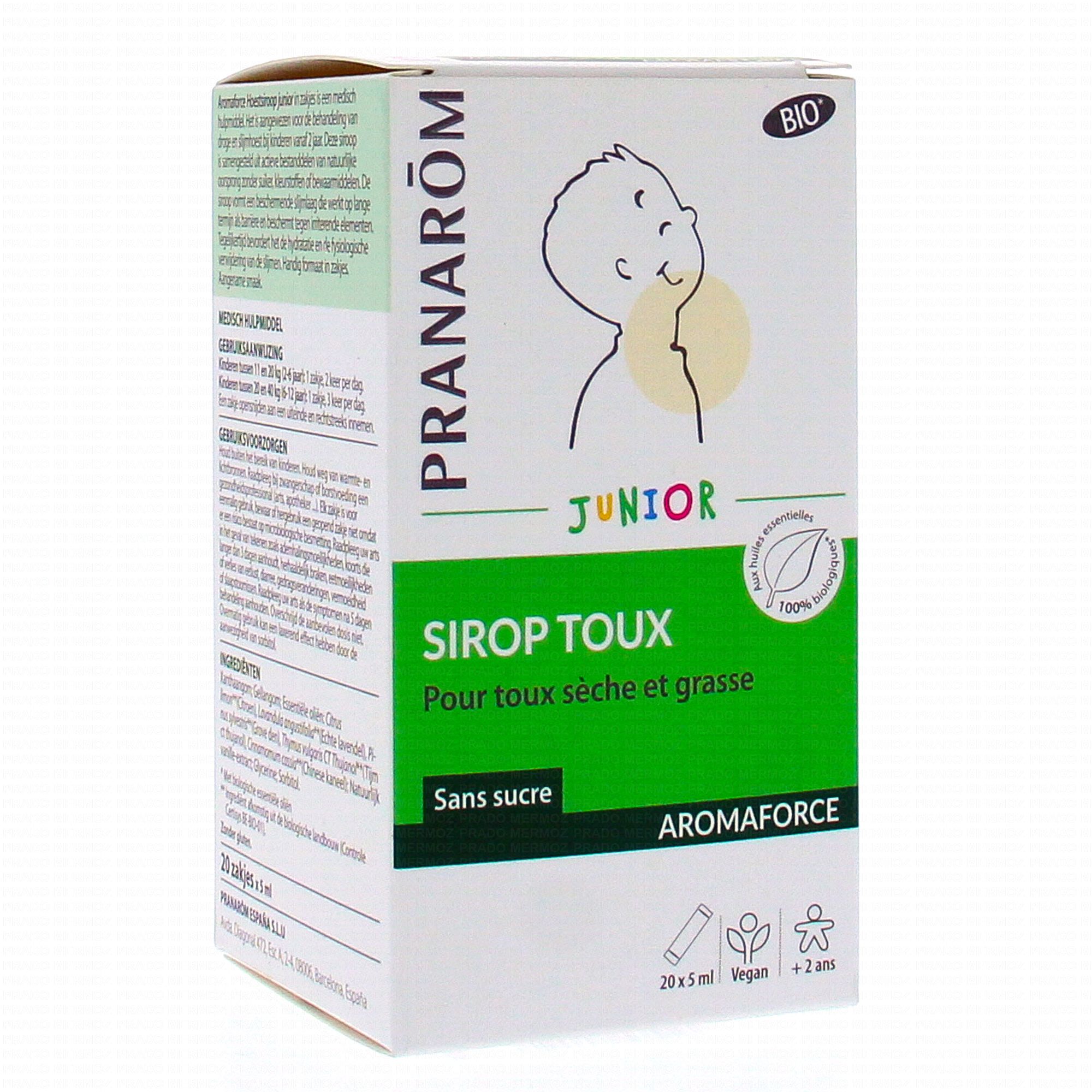 PRANAROM Aromaforce - Sirop Toux Junior 20 x 5 ml - Parapharmacie Prado  Mermoz