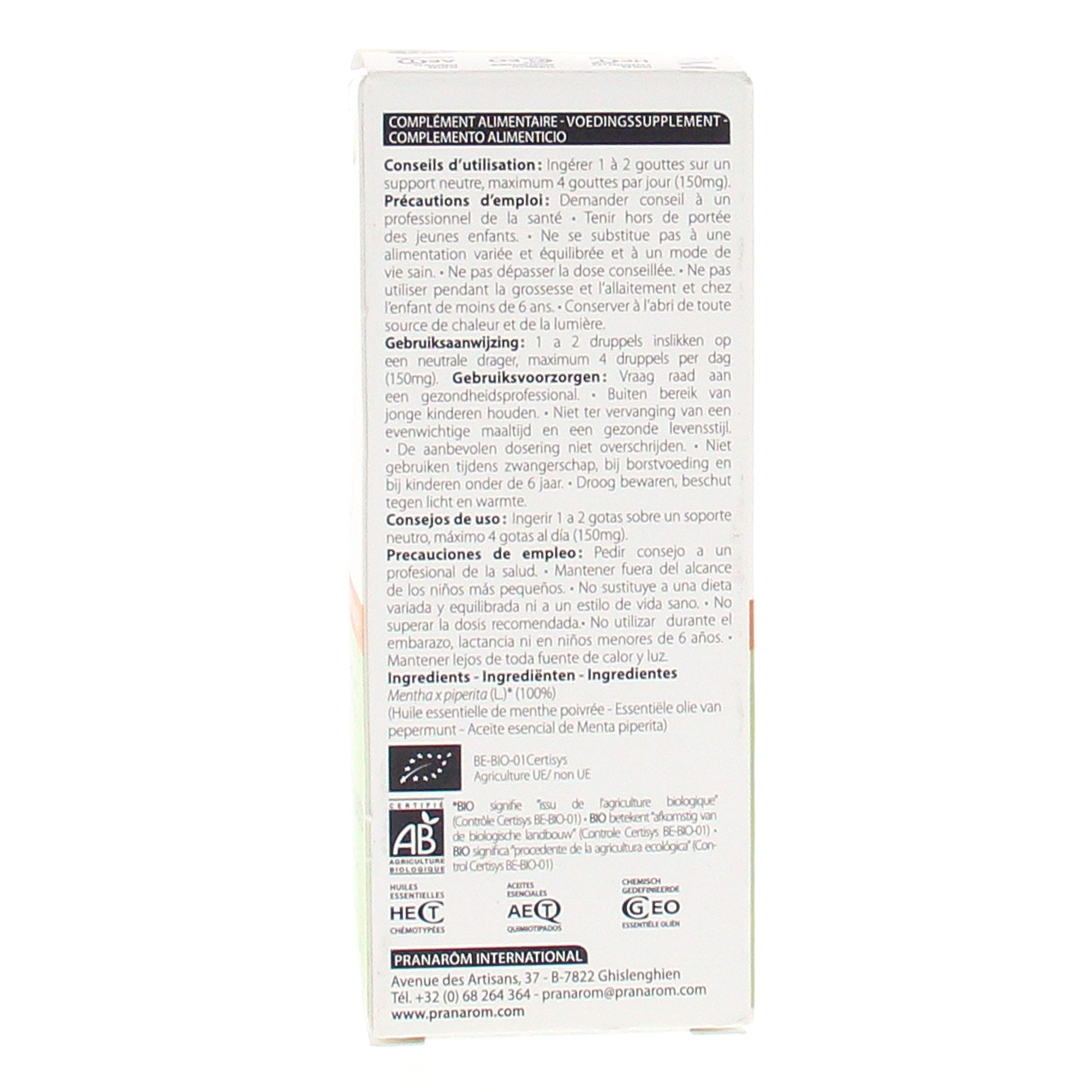 PRANAROM Huile essentielle Menthe Poivrée bio flacon 30ml