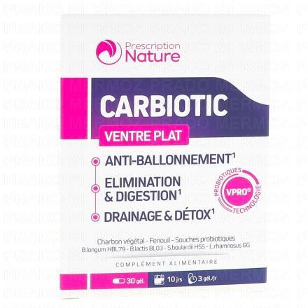 PRESCRIPTION NATURE Carbiotic ventre plat x30 gélules