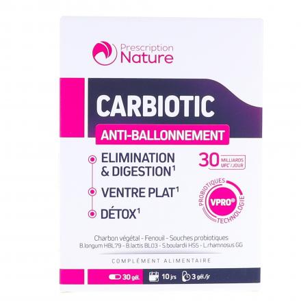 PRESCRIPTION NATURE Carbiotic ventre plat x30 gélules