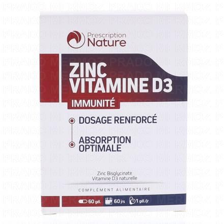 PRESCRIPTION NATURE Zinc et vitamine D3 60 gélules