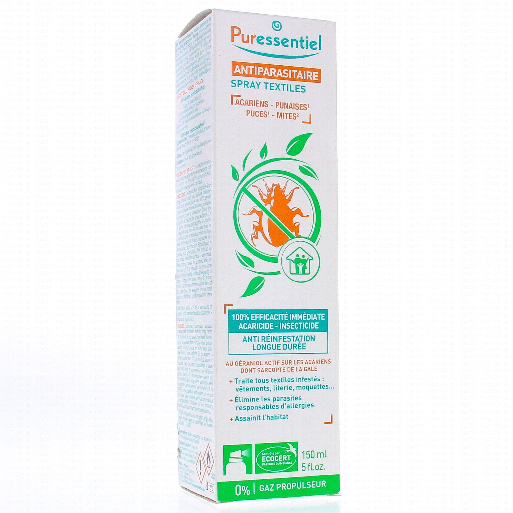 PURESSENTIEL Spray Textiles anti acariens puces (150ml) Pharmacie Veau