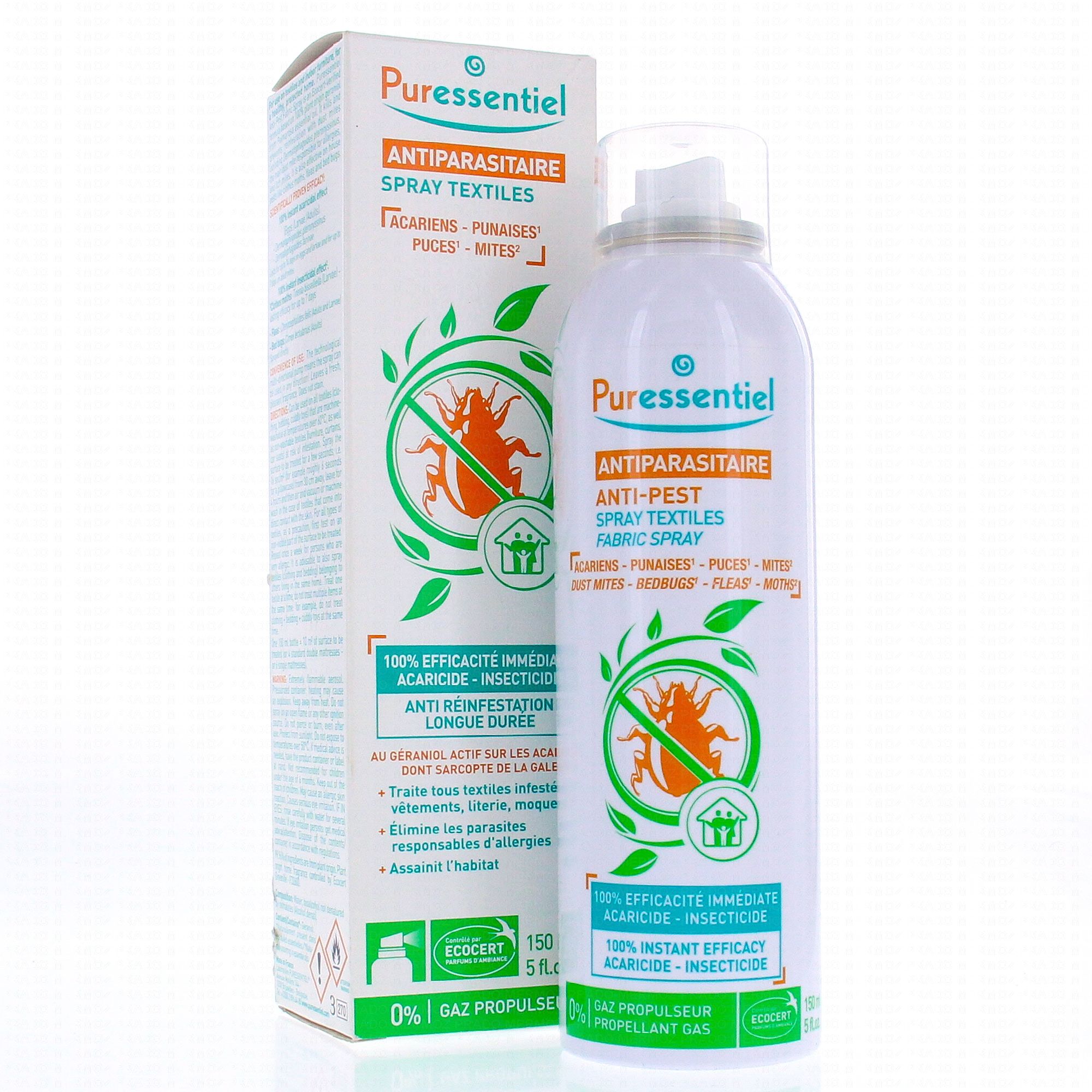 PURESSENTIEL Spray Textiles anti acariens puces (150ml) Pharmacie Veau