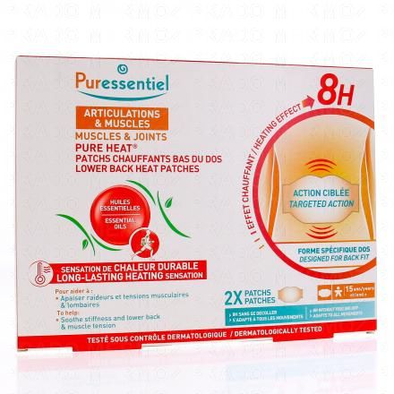 PURESSENTIEL Articulations et muscles - Patchs chauffants bas du dos x2