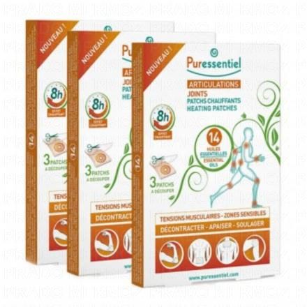 PURESSENTIEL Articulations patchs chauffants 14 huiles essentielles (3 lots de 3)