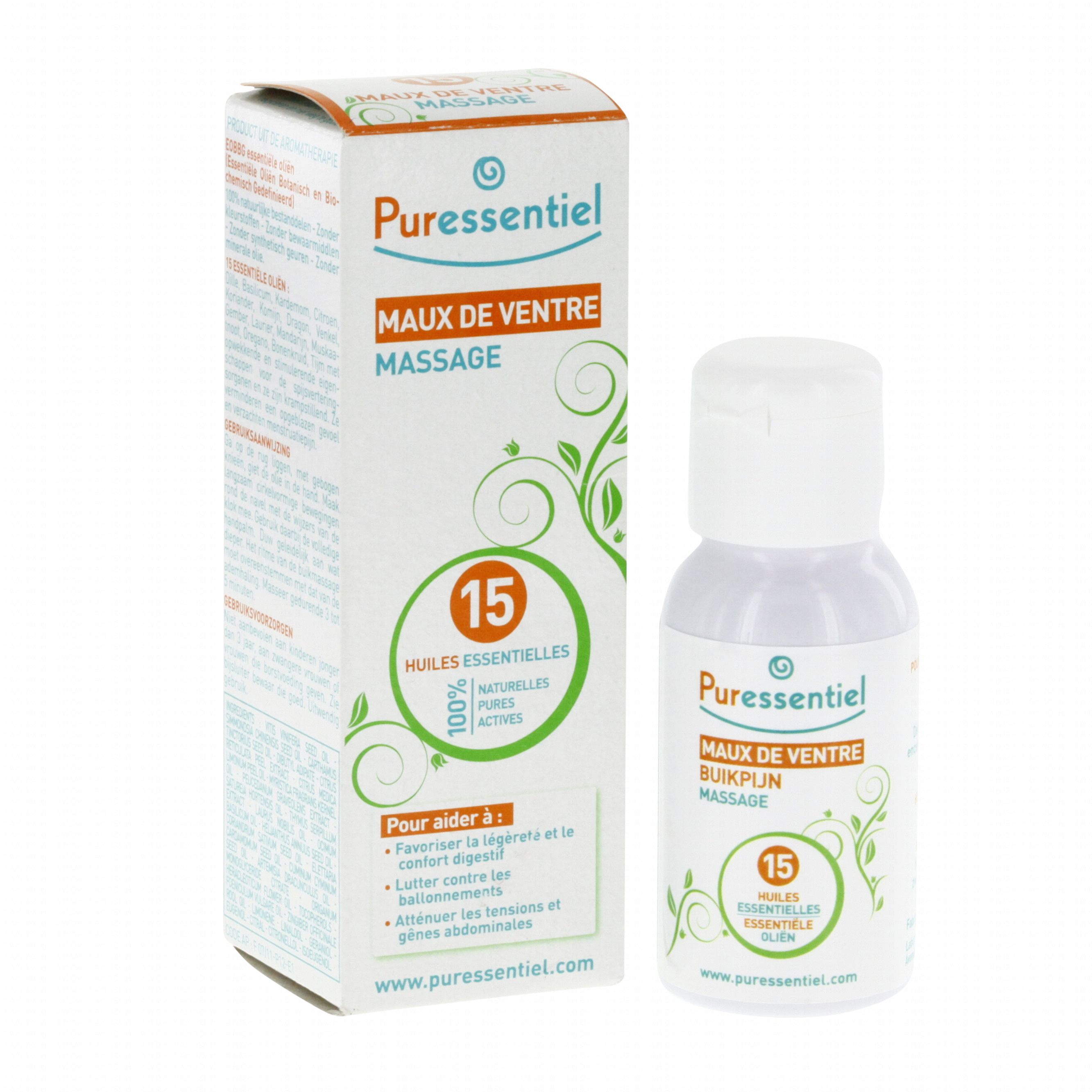 PURESSENTIEL Massage maux de ventre aux 15 huiles essentielles flacon