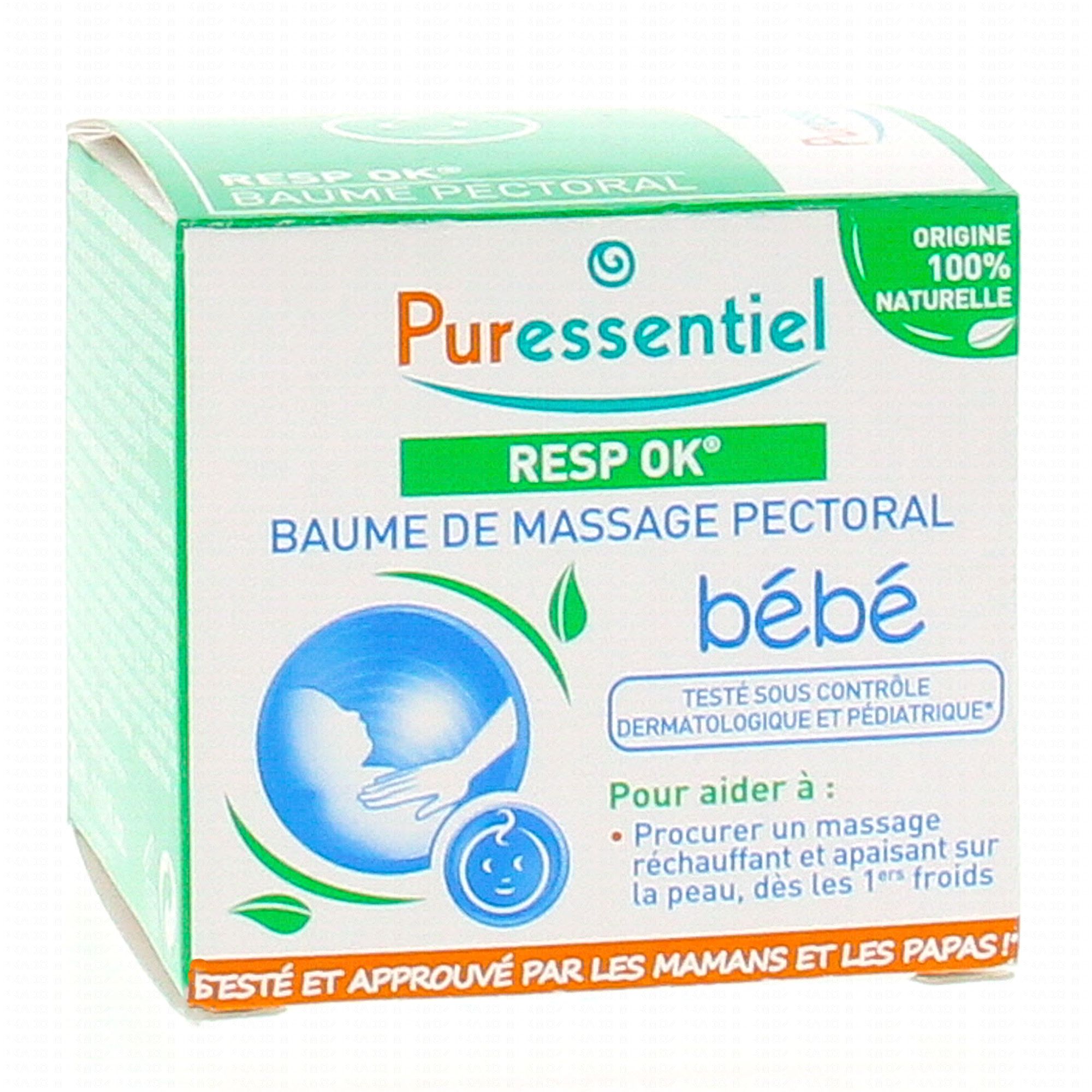 Puressentiel - Resp OK - Baume de Massage Pectoral Enfant - Formule 100%  d'origine naturelle - Aider à procurer un massage apaisant et réchauffant  dès