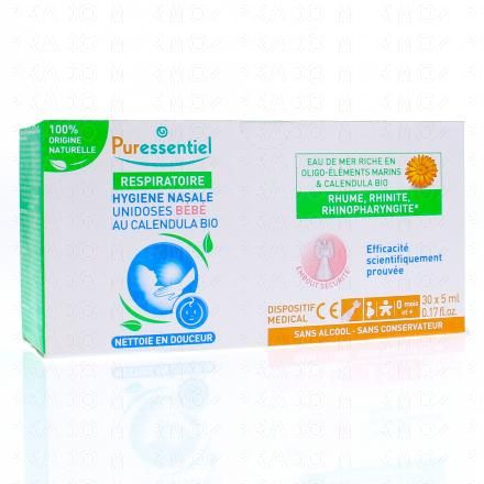 PURESSENTIEL Respiratoire - Hygiène nasale unidoses bébé 5ml x30