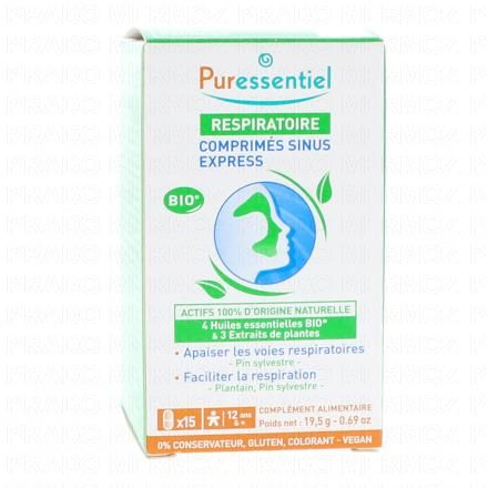 PURESSENTIEL Respiratoire - Sinus Express bio x15 Comprimés