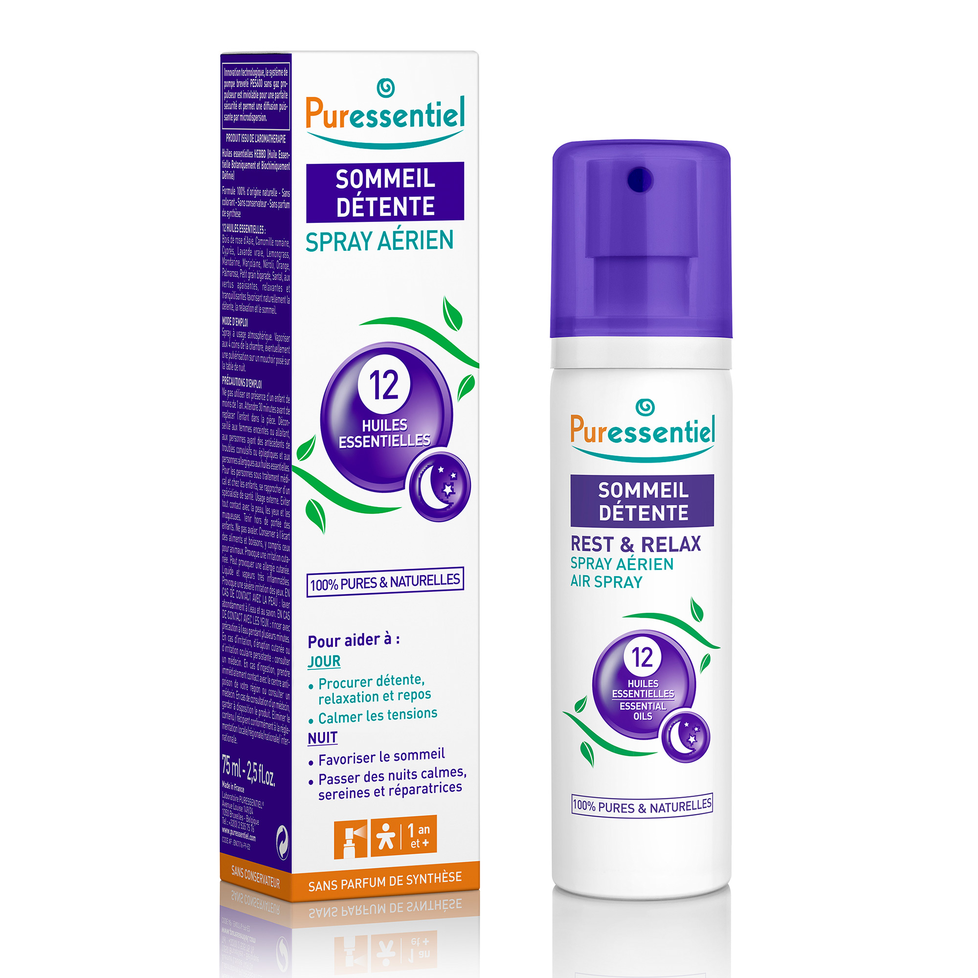 PURESSENTIEL Spray sommeil détente aux 12 huiles essentielles